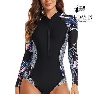 LafyKoly Half Zip Rash Guard One Piece Swimsuit Size L
